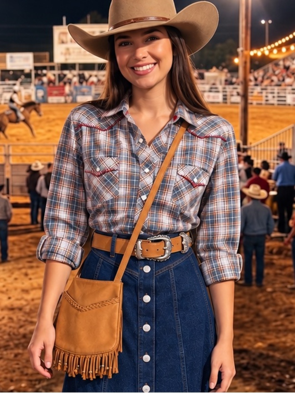 Vintage Rough Stock Panhandle Slim Western Plaid Pearl Snap Shirt Y2K M